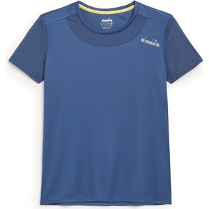 Niebieski t-shirt Diadora z krótkim rękawem w stylu casual z okrągłym dekoltem