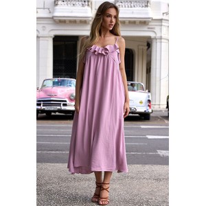 Różowa sukienka MOE oversize maxi na ramiączkach