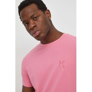 Różowy t-shirt Karl Lagerfeld z krótkim rękawem