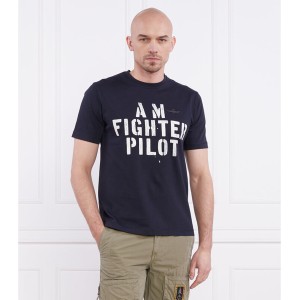 T-shirt Aeronautica Militare z bawełny w młodzieżowym stylu z krótkim rękawem