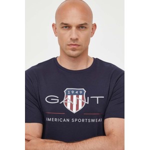 Granatowy t-shirt Gant z bawełny z krótkim rękawem w młodzieżowym stylu