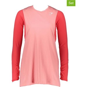 Różowa bluzka Gymshark z okrągłym dekoltem z długim rękawem w sportowym stylu