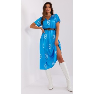 Niebieska sukienka ITALY MODA midi z dekoltem w kształcie litery v w stylu casual