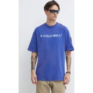 Niebieski t-shirt A-cold-wall* z nadrukiem z bawełny
