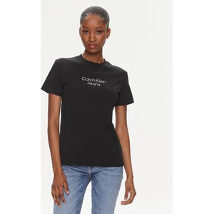 Czarna bluzka Calvin Klein z krótkim rękawem w młodzieżowym stylu