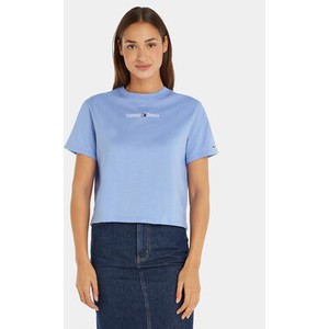 Niebieski t-shirt Tommy Jeans z krótkim rękawem z okrągłym dekoltem w stylu casual