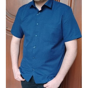 Niebieska koszula Bodara z krótkim rękawem w stylu casual z tkaniny