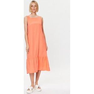 Pomarańczowa sukienka United Colors Of Benetton bez rękawów w stylu casual z okrągłym dekoltem