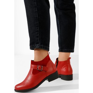 Czerwone botki Zapatos ze skóry w stylu casual