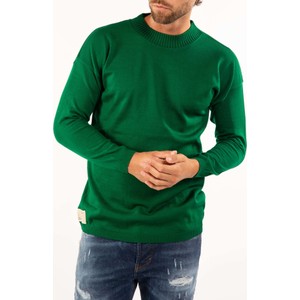 Zielony sweter ubierzsie.com z okrągłym dekoltem z dzianiny w stylu casual