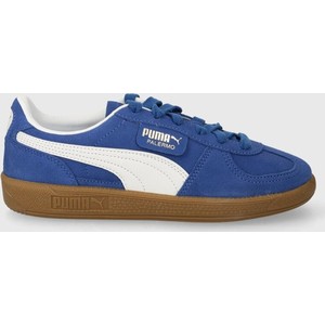 Niebieskie buty sportowe Puma z zamszu w sportowym stylu sznurowane