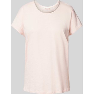 Różowy t-shirt Christian Berg Woman z okrągłym dekoltem w stylu casual z bawełny