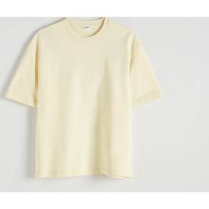 Żółty t-shirt Reserved z bawełny w stylu casual