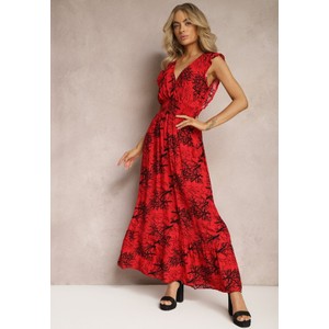 Czerwona sukienka Renee z krótkim rękawem maxi