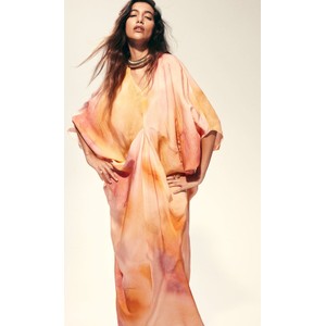 Pomarańczowa sukienka H & M w stylu casual z tkaniny maxi