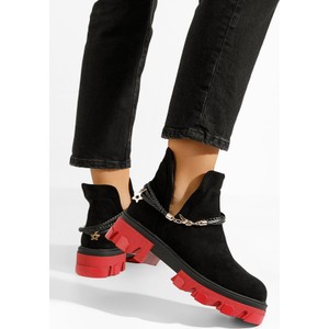 Czarne trapery damskie Zapatos z płaską podeszwą sznurowane