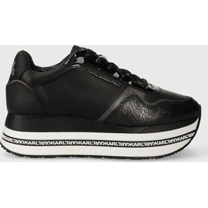 Czarne buty sportowe Karl Lagerfeld w sportowym stylu sznurowane na platformie