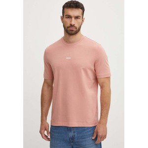 Różowy t-shirt Hugo Boss z krótkim rękawem z bawełny