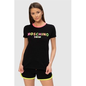 T-shirt Moschino z okrągłym dekoltem z krótkim rękawem w młodzieżowym stylu
