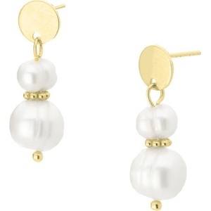 Manoki Eleganckie pozłacane perłowe kolczyki na sztyftach