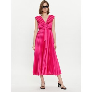 Różowa sukienka Dixie bez rękawów maxi z dekoltem w kształcie litery v