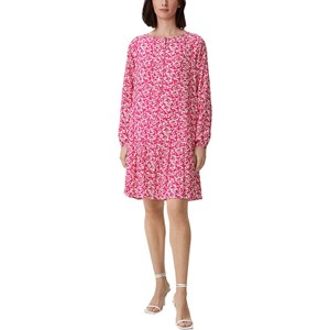 Różowa sukienka comma, mini z długim rękawem z okrągłym dekoltem