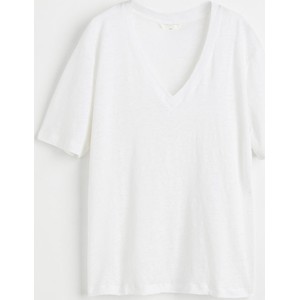 T-shirt H & M z dekoltem w kształcie litery v w stylu casual z krótkim rękawem