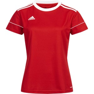 Czerwony t-shirt Adidas w sportowym stylu z krótkim rękawem