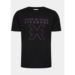 Czarny t-shirt Richmond X z krótkim rękawem w młodzieżowym stylu
