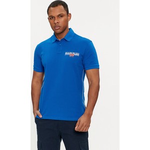 Niebieski t-shirt Napapijri w stylu casual z krótkim rękawem