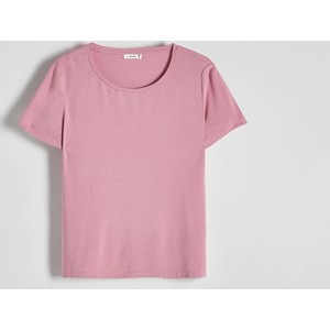 Różowy t-shirt Reserved z krótkim rękawem