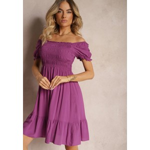 Fioletowa sukienka Renee rozkloszowana w stylu casual z bawełny