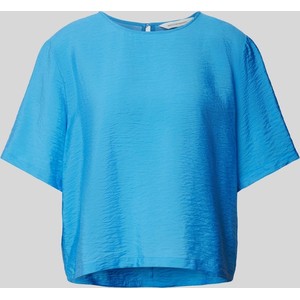 Niebieska bluzka Peek&Cloppenburg w stylu casual z krótkim rękawem z okrągłym dekoltem