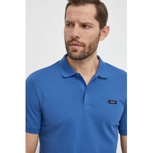 Niebieska koszulka polo Calvin Klein z bawełny z krótkim rękawem w stylu casual