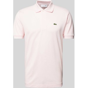Różowy t-shirt Lacoste w stylu casual z krótkim rękawem
