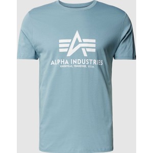 Niebieski t-shirt Alpha Industries z krótkim rękawem z nadrukiem