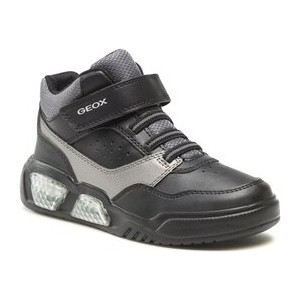 Czarne buty sportowe dziecięce Geox na rzepy dla chłopców