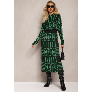 Zielony Renee w stylu casual z tkaniny w geometryczne wzory