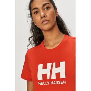 Czerwony t-shirt Helly Hansen z bawełny z krótkim rękawem