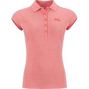 Różowa bluzka ODLO w stylu casual z dekoltem w kształcie litery v z krótkim rękawem