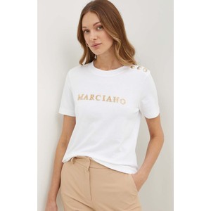 T-shirt Guess by Marciano z okrągłym dekoltem z krótkim rękawem