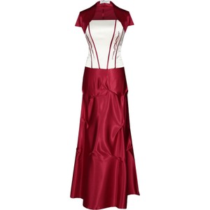 Czerwona sukienka Fokus z krótkim rękawem rozkloszowana midi