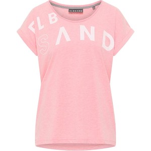 Różowy t-shirt Elbsand z bawełny