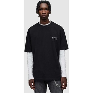 Czarny t-shirt AllSaints z bawełny z nadrukiem