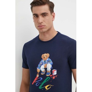 Granatowy t-shirt POLO RALPH LAUREN z nadrukiem z bawełny w młodzieżowym stylu