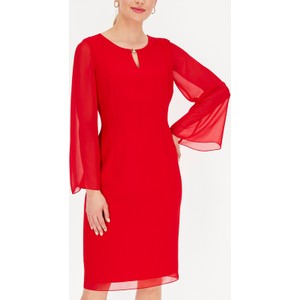 Czerwona sukienka POTIS & VERSO z szyfonu mini z długim rękawem