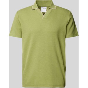 Zielony t-shirt Selected Homme w stylu casual z bawełny z krótkim rękawem