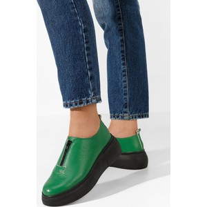 Zielone półbuty Zapatos z płaską podeszwą