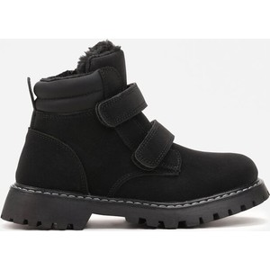 Czarne buty dziecięce zimowe born2be na rzepy
