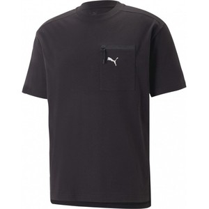 Czarny t-shirt Puma w stylu casual z krótkim rękawem